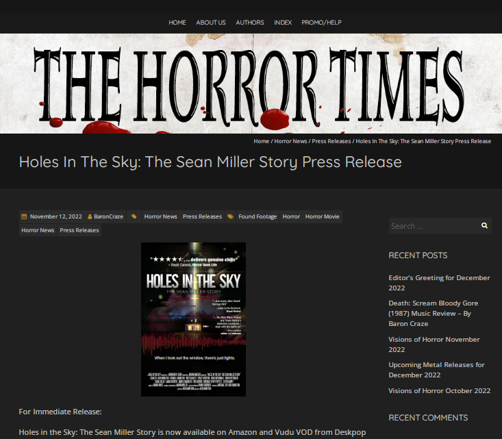 Marketing Journey Holes In The Sky The Sean Miller Story HNN