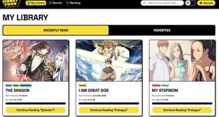 Honeytoon user dashboard displaying reading library