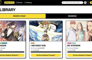 Honeytoon user dashboard displaying reading library
