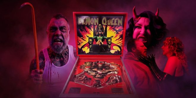 Quarter-Eating Chaos: ‘Demon Queen Pinball Machine’ starring Mike Ferguson, Joe Davison, Elissa Dowling, Renee Daw, and Francesco S. Viola goes full tilt on October 29th at Tampa Theatre’s 31 Days of Horror