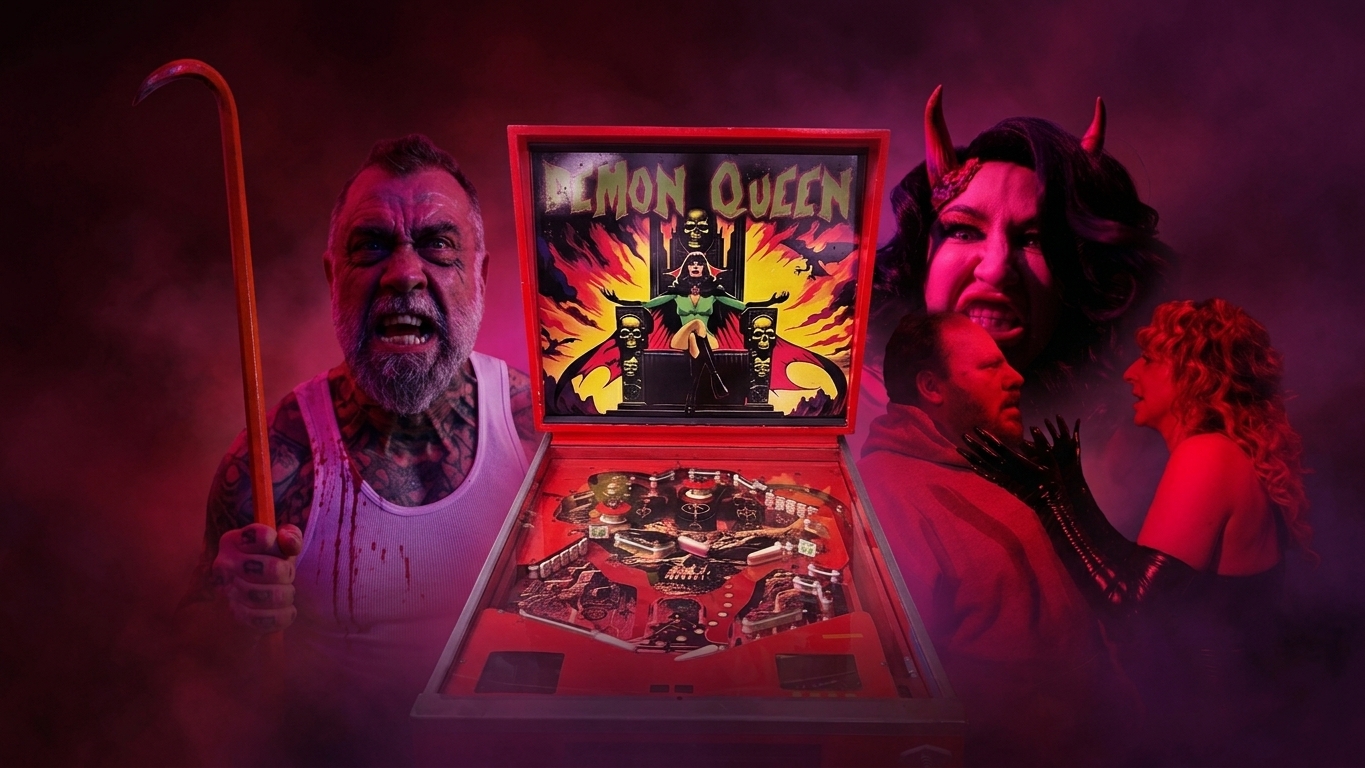 Quarter-Eating Chaos: ‘Demon Queen Pinball Machine’ starring Mike Ferguson, Joe Davison, Elissa Dowling, Renee Daw, and Francesco S. Viola goes full tilt on October 29th at Tampa Theatre’s 31 Days of Horror